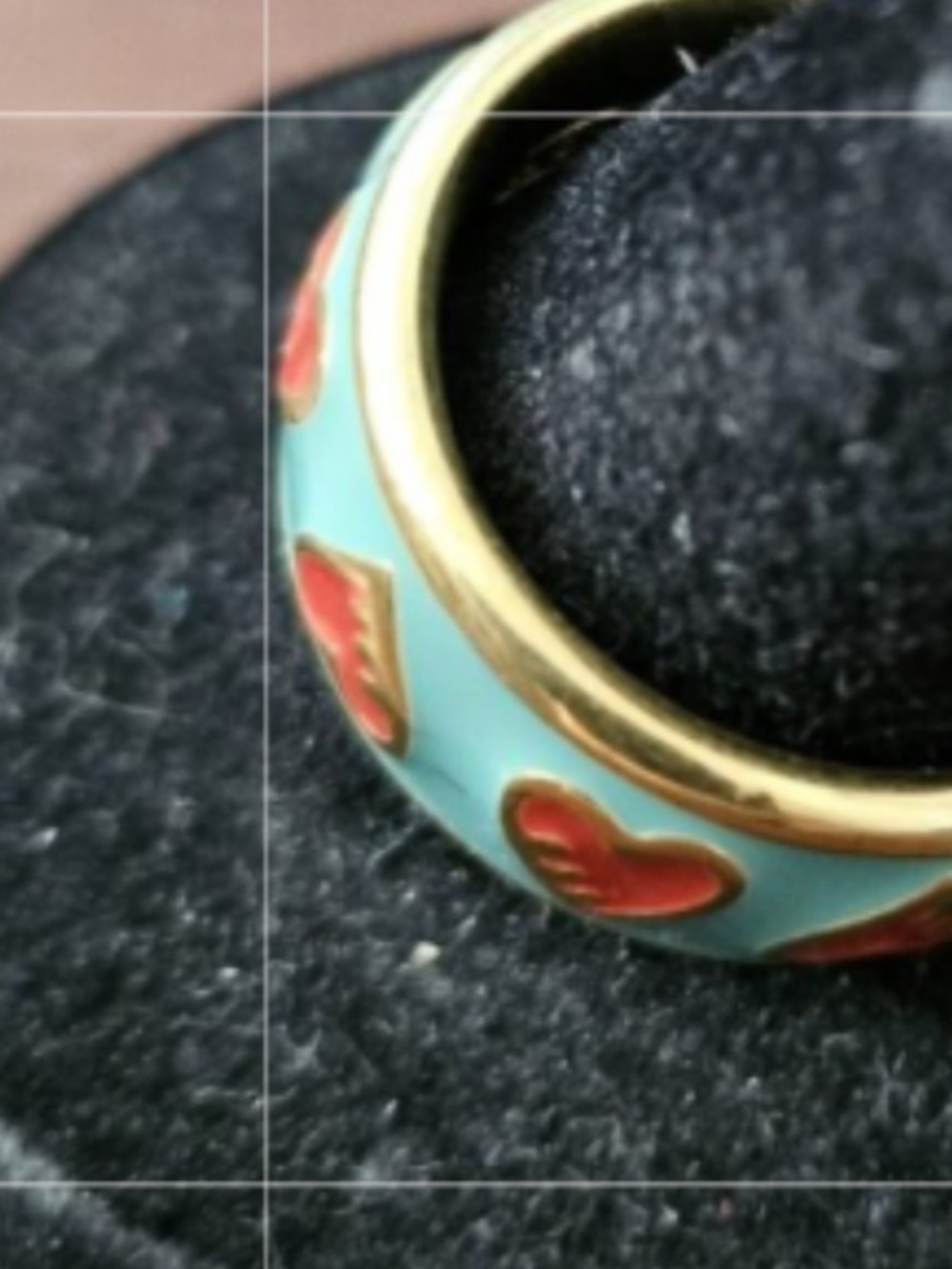 Coach Poppy Ring Gold Tone Enamel Turquoise and Red LIKE NEW - Picture 9 of 16